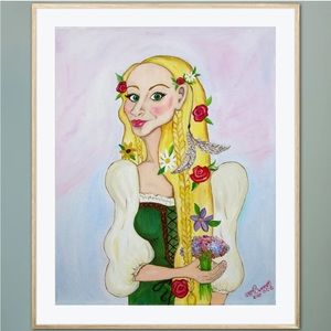 Fern the Fair Maiden Book Illustration Art Print Oil Painting Peasant Portrait